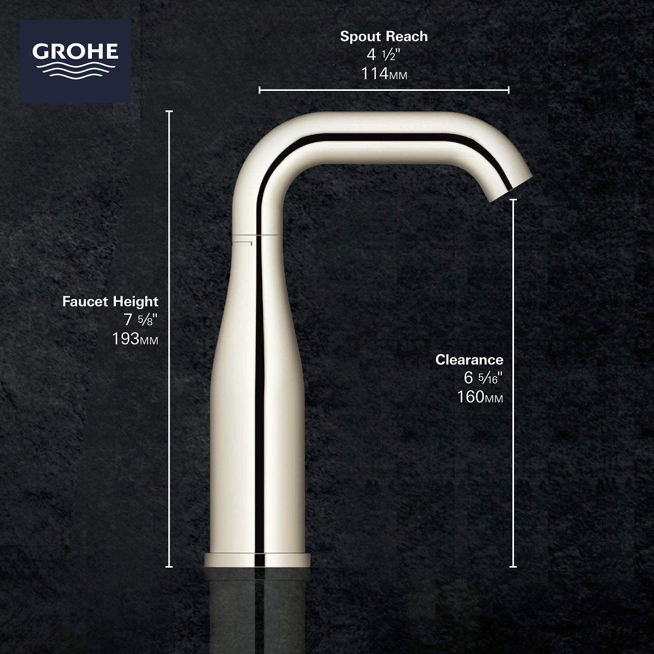 Grohe Essence 234852431 Single Hole Single-Handle M-Size Bathroom Faucet 1.2 GPM in Matte Black