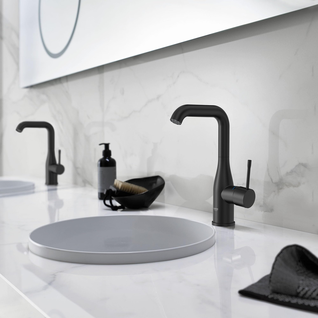 Grohe Essence 234862431 Single Hole Single-Handle L-Size Bathroom Faucet 1.2 GPM in Matte Black