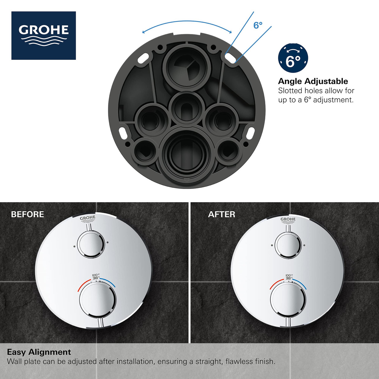 Grohe Grohtherm 241332430 Dual Function 2-Handle Thermostatic Valve Trim in Matte Black