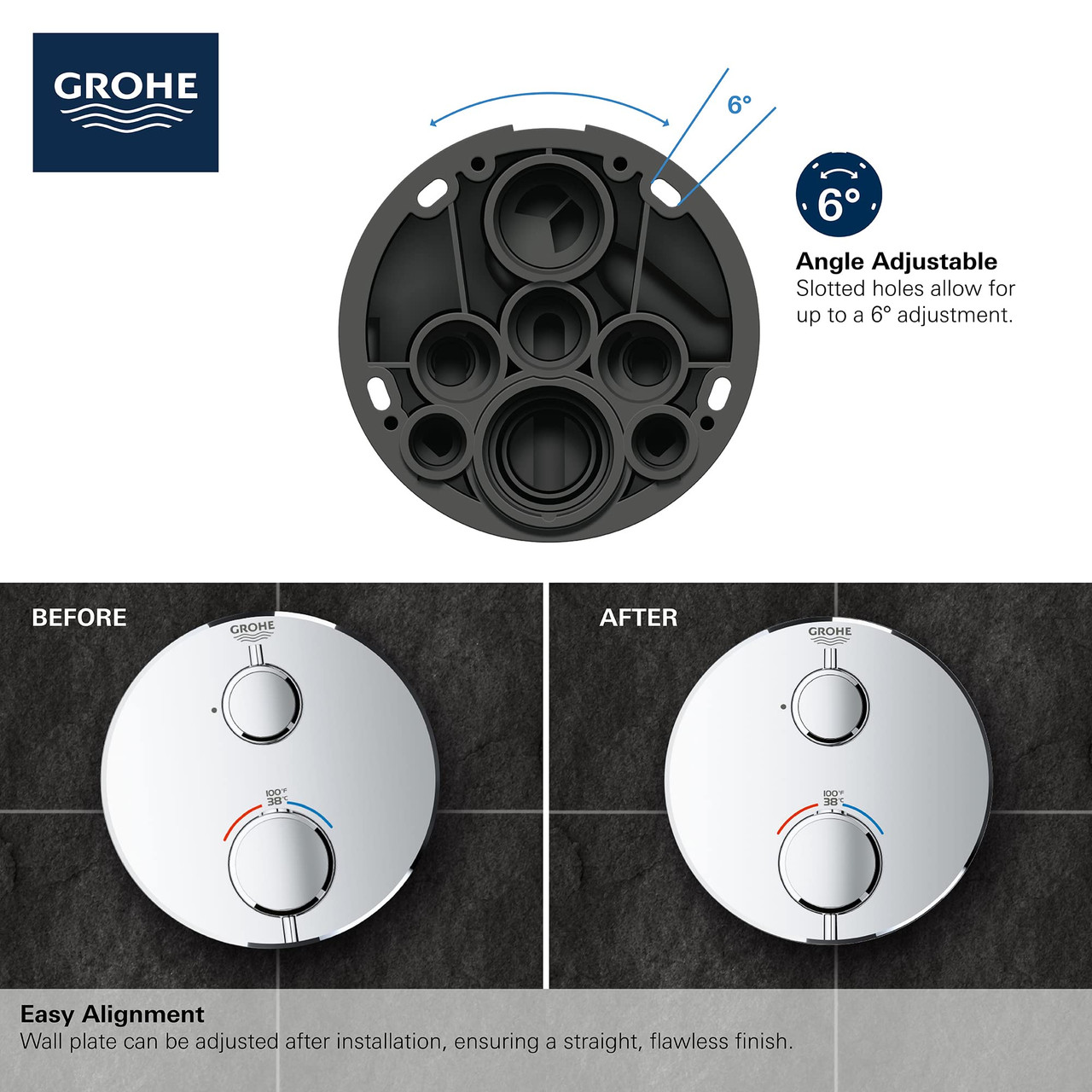 Grohe Grohtherm 241072430 Single Function 2-Handle Thermostatic Valve Trim in Matte Black