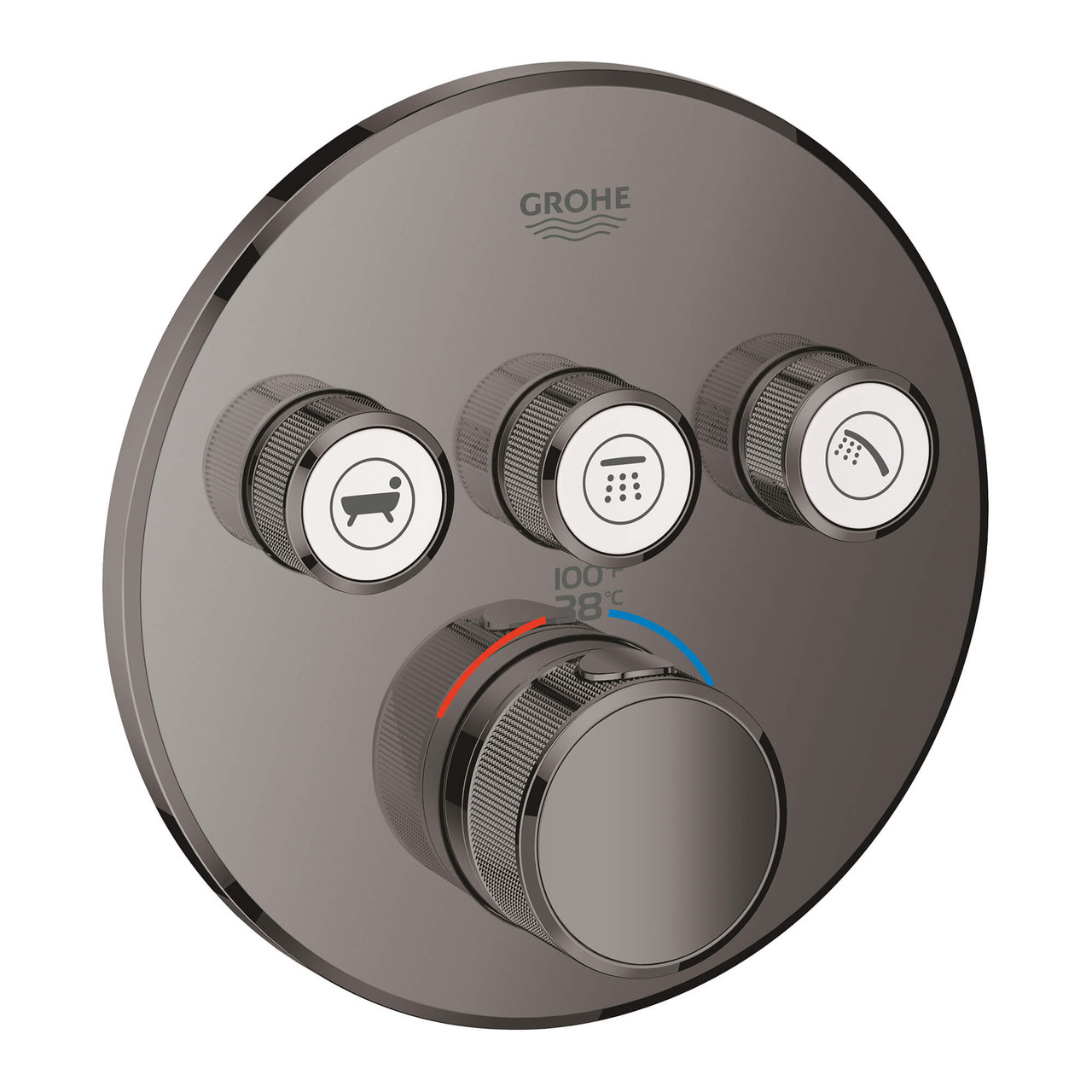 Grohe Grohtherm 29138A00 Triple Function Thermostatic Valve Trim in Grohe Hard Graphite