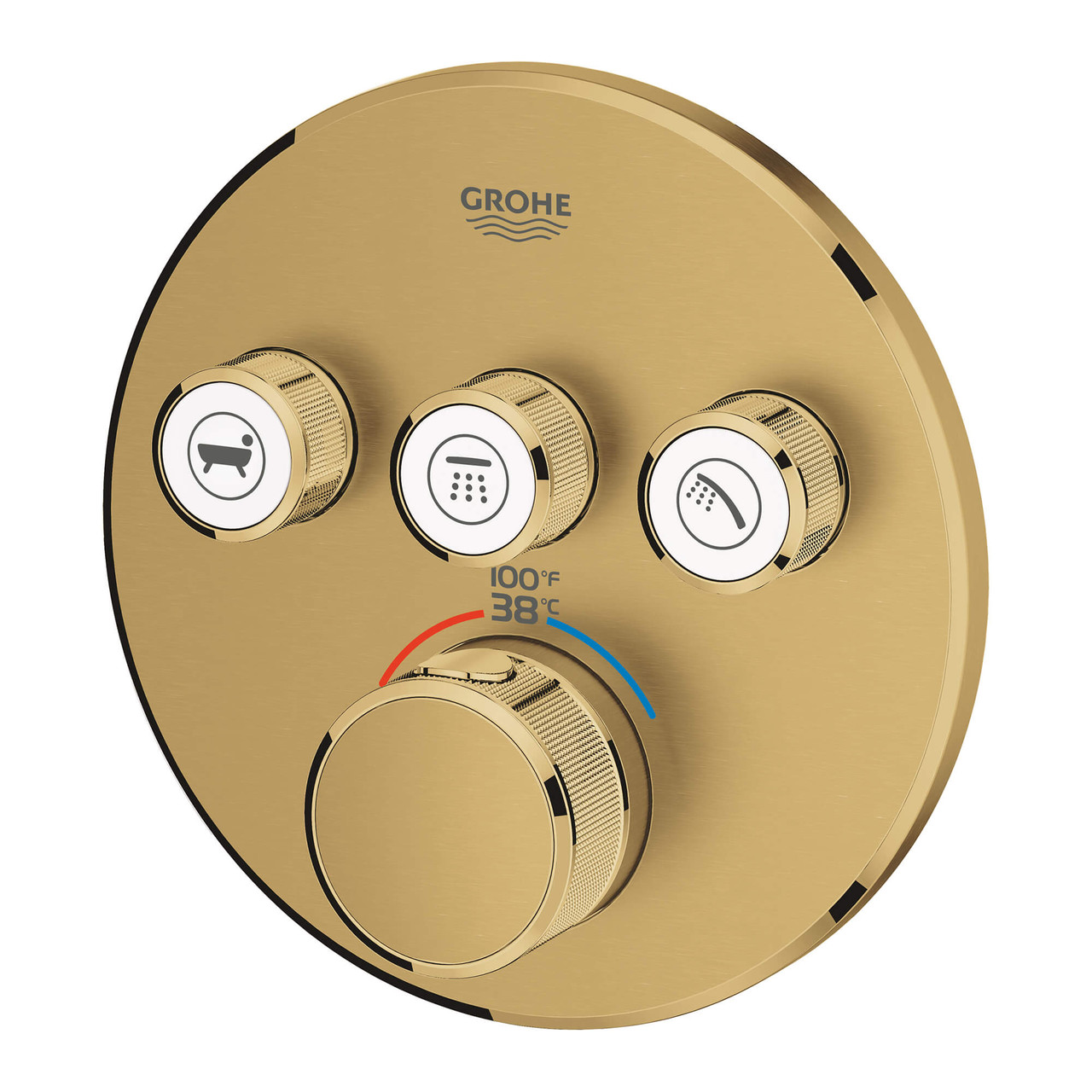 Grohe Grohtherm 29138GN0 Triple Function Thermostatic Valve Trim in Grohe Brushed Cool Sunrise