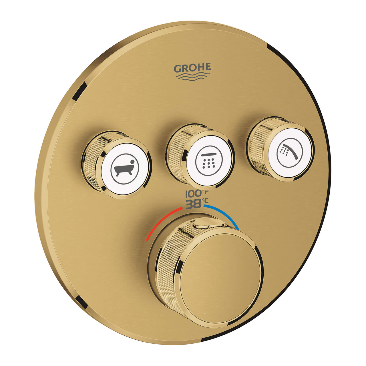 Grohe Grohtherm 29138GN0 Triple Function Thermostatic Valve Trim in Grohe Brushed Cool Sunrise