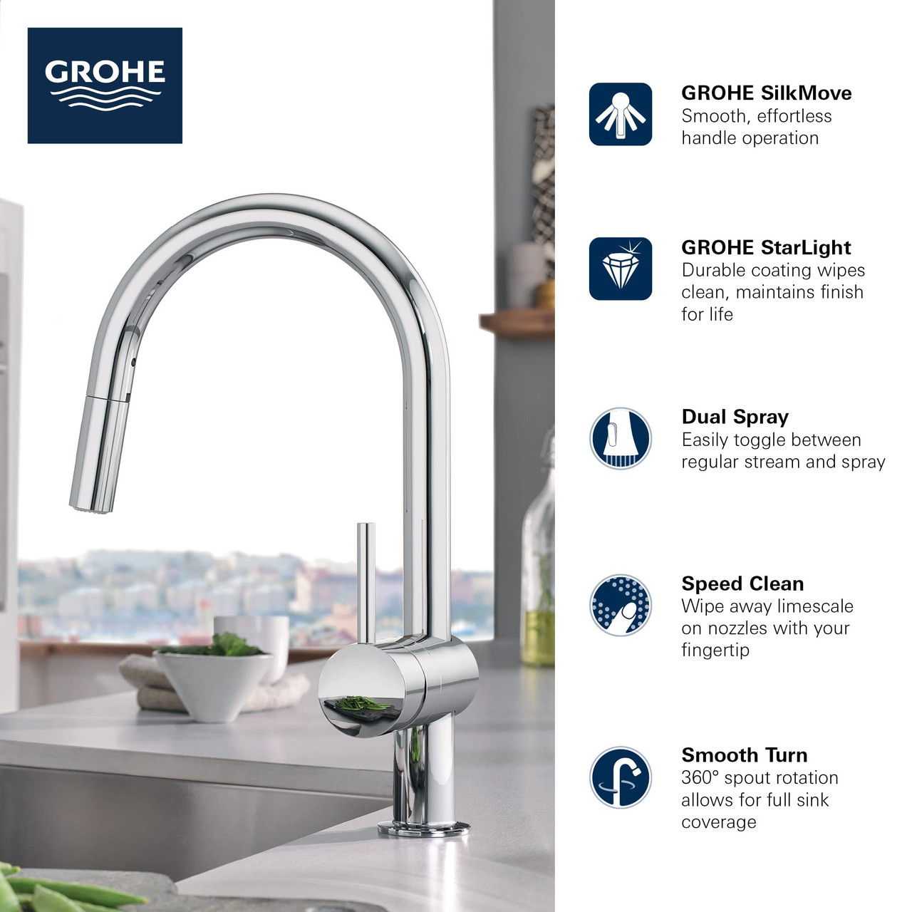 Grohe Tempesta 26409GN0 210 Shower Head, 8" - 1 Spray, 1.75 gpm in Grohe Brushed Cool Sunrise