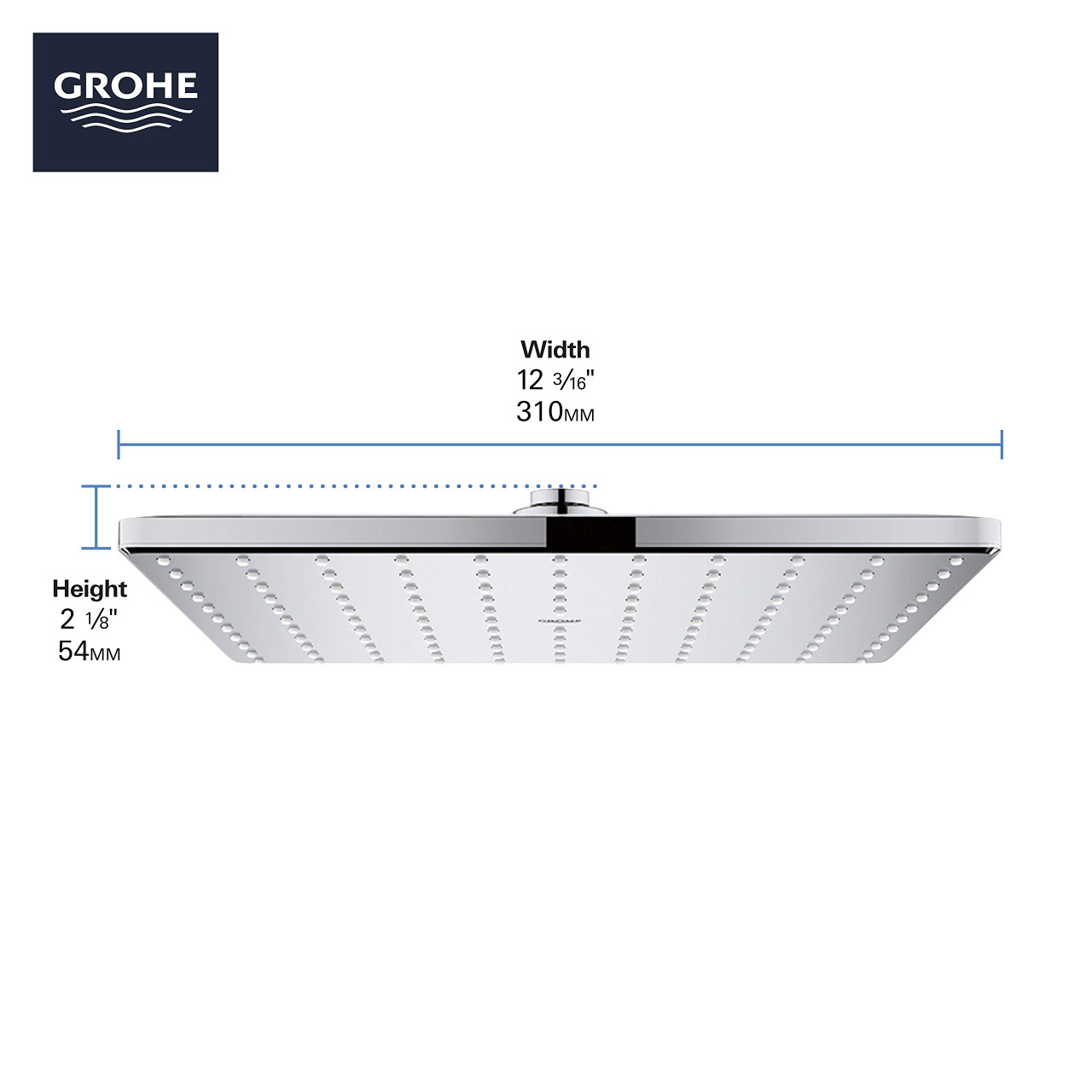 Grohe Rainshower 26570GN0 310 Mono Shower Head, 12" - 1 Spray, 1.75 gpm in Grohe Brushed Cool Sunrise