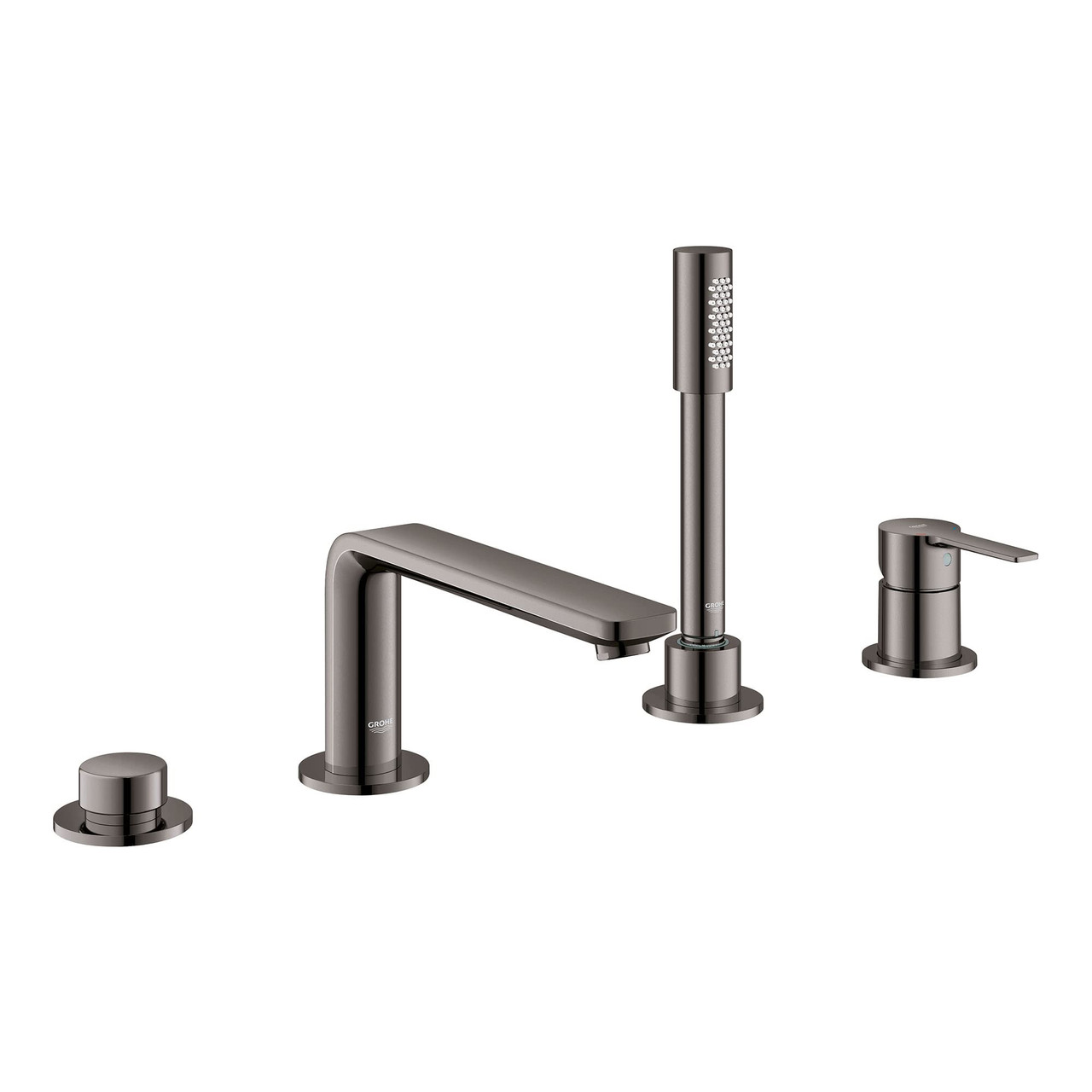 Grohe Lineare 19577A01 4-Hole Single-Handle Deck Mount Roman Tub Faucet with 1.75 GPM Hand Shower in Grohe Hard Graphite