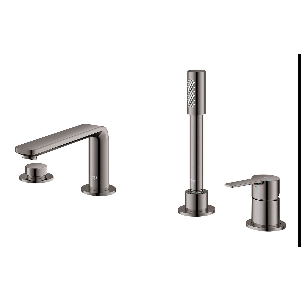 Grohe Lineare 19577A01 4-Hole Single-Handle Deck Mount Roman Tub Faucet with 1.75 GPM Hand Shower in Grohe Hard Graphite