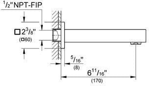 Grohe Eurocube 133052430 Tub Spout in Matte Black