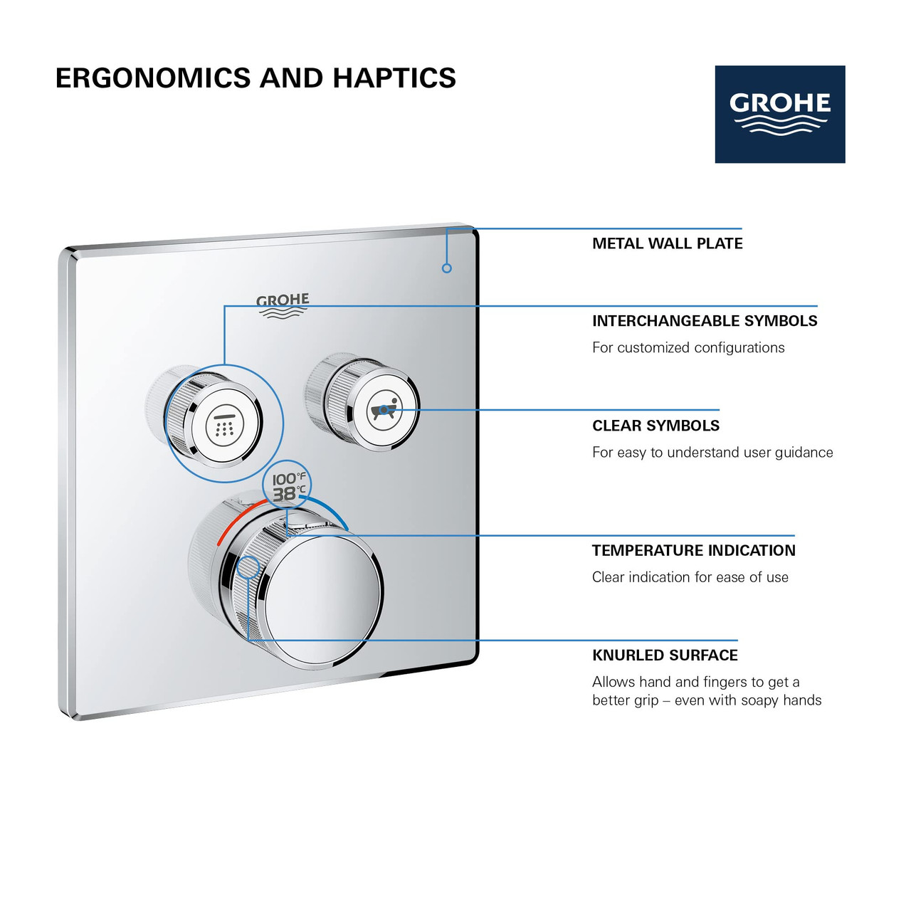 Grohe Grohtherm 29141A00 Dual Function Thermostatic Valve Trim in Grohe Hard Graphite