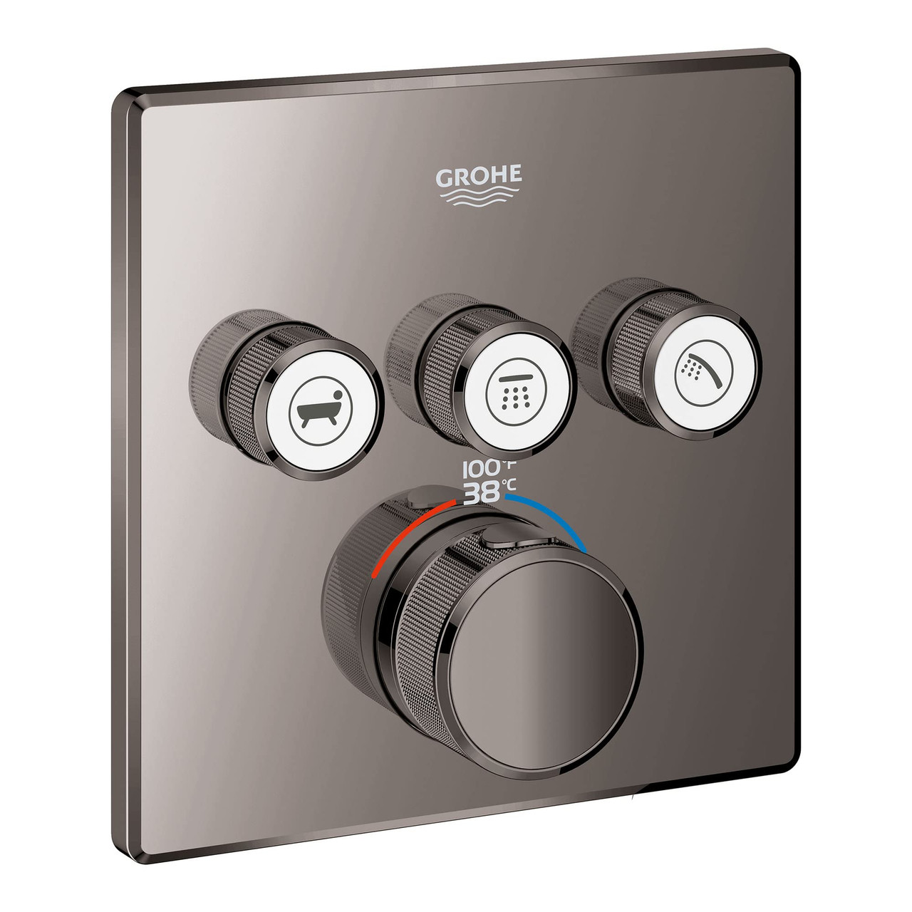 Grohe Grohtherm 29142A00 Triple Function Thermostatic Valve Trim in Grohe Hard Graphite