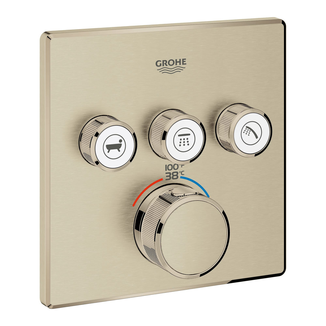 Grohe Grohtherm 29142EN0 Triple Function Thermostatic Valve Trim in Grohe Brushed Nickel