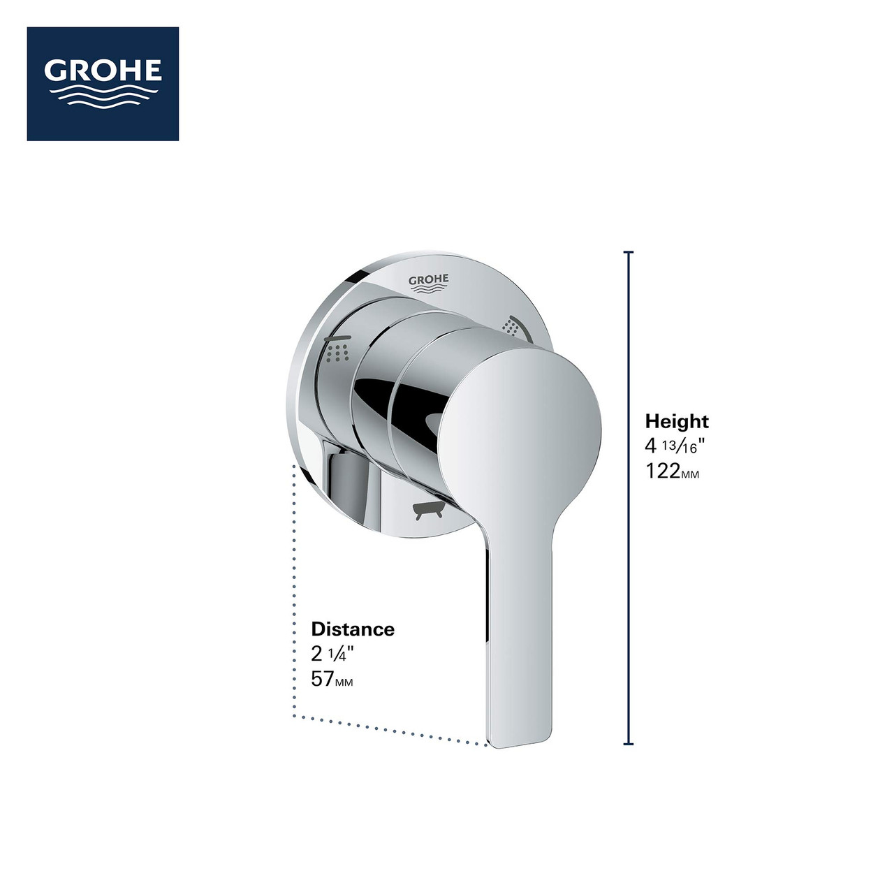 Grohe Lineare 292152431 3-Way Diverter Trim in Matte Black