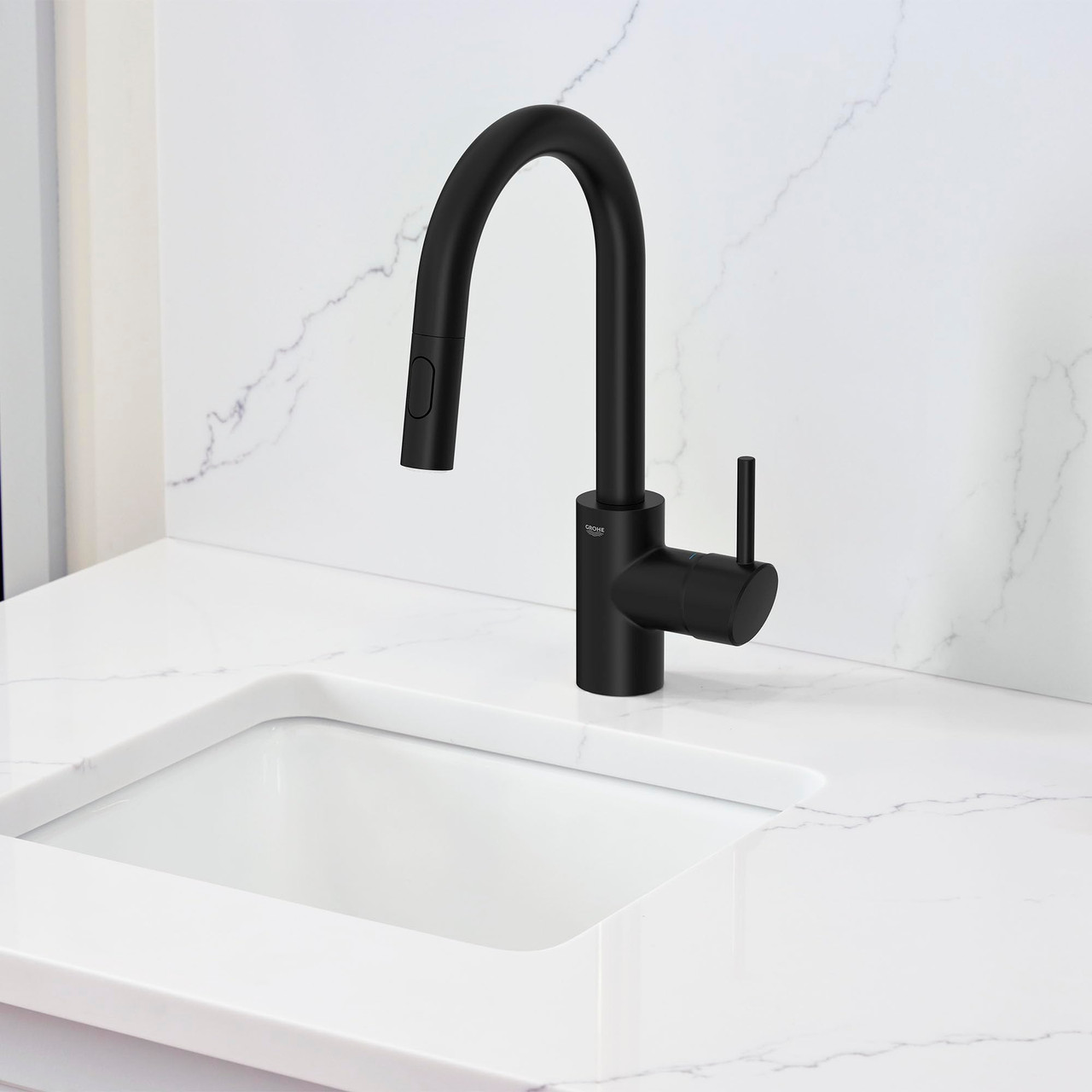 Grohe Concetto 314792431 Single-Handle Pull Down Bar Faucet 1.75 GPM in Matte Black