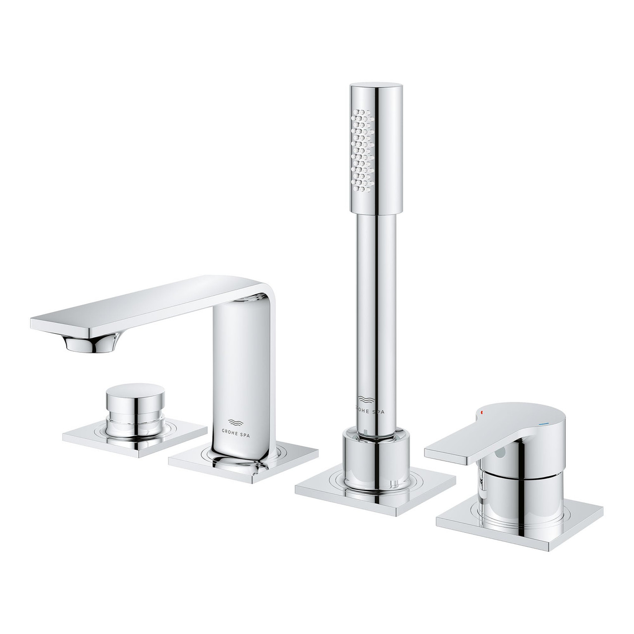 Grohe Allure 19316EN1 Allure 4-Hole Single-Handle Deck Mount Roman Tub Faucet with 1.75 GPM Hand Shower in Grohe Brushed Nickel