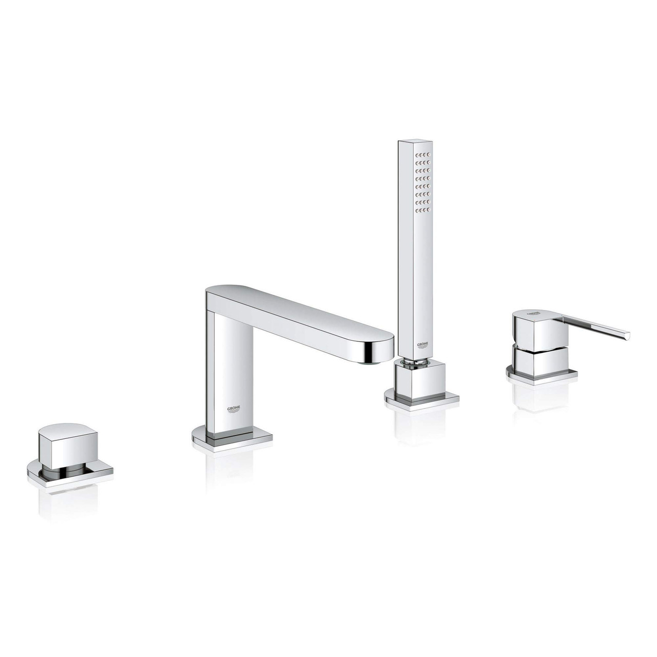 Grohe Plus 29307003 4-Hole Single-Handle Deck Mount Roman Tub Faucet with 1.75 GPM Hand Shower in Grohe Chrome