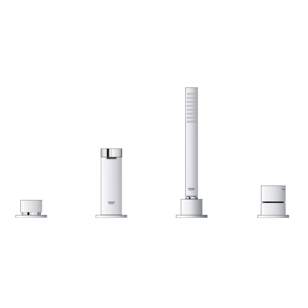 Grohe Plus 29307003 4-Hole Single-Handle Deck Mount Roman Tub Faucet with 1.75 GPM Hand Shower in Grohe Chrome