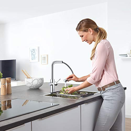 Grohe Blue 31608002 Single-Handle Pull-Out Kitchen Faucet Single Spray 1.75 GPM With Chilled & Sparkling Water in Grohe Chrome