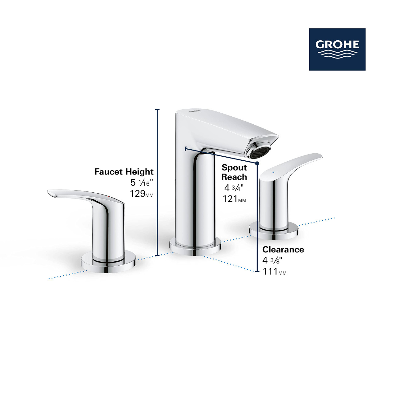 Grohe Eurosmart 20294003 8-inch Widespread 2-Handle S-Size Bathroom Faucet 1.2 GPM in Grohe Chrome