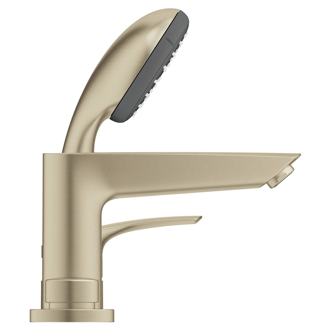 Grohe Eurosmart 25245EN3 4-Hole Single Handle Deck Mount Roman Tub Faucet with 1.75 GPM Hand Shower in Grohe Brushed Nickel