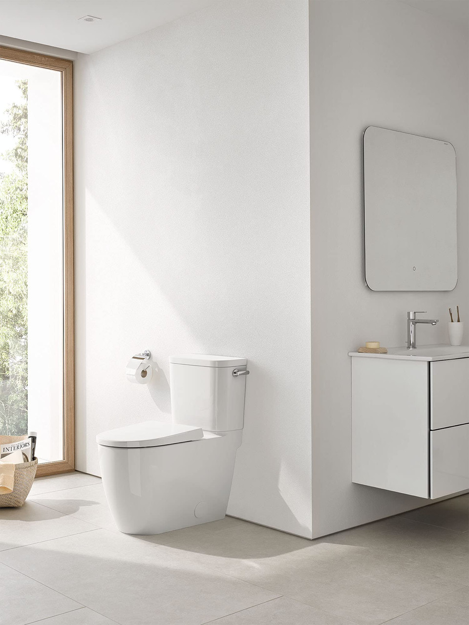 Grohe Essence 39676000 Two-piece Right height Elongated Toilet with seat, Right-Hand Trip Lever in Grohe Alpine White