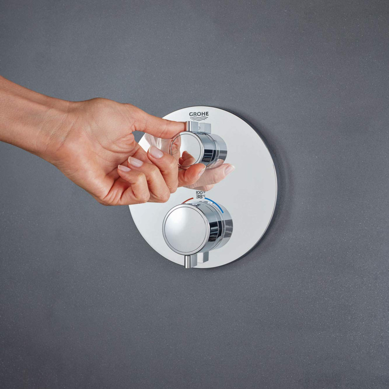 Grohe Grohtherm 24107000 Single Function 2-Handle Thermostatic Valve Trim in Grohe Chrome