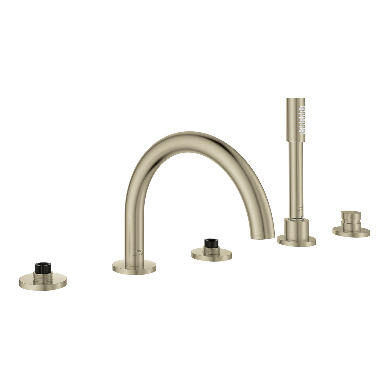 Grohe Atrio 25274EN0 5-Hole 2-Handle Deck Mount Roman Tub Faucet with 1.75 GPM Hand Shower in Grohe Brushed Nickel