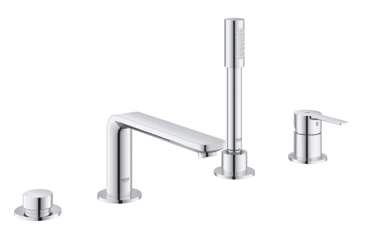 Grohe Lineare 19577001 4-Hole Single-Handle Deck Mount Roman Tub Faucet with 1.75 GPM Hand Shower in Grohe Chrome
