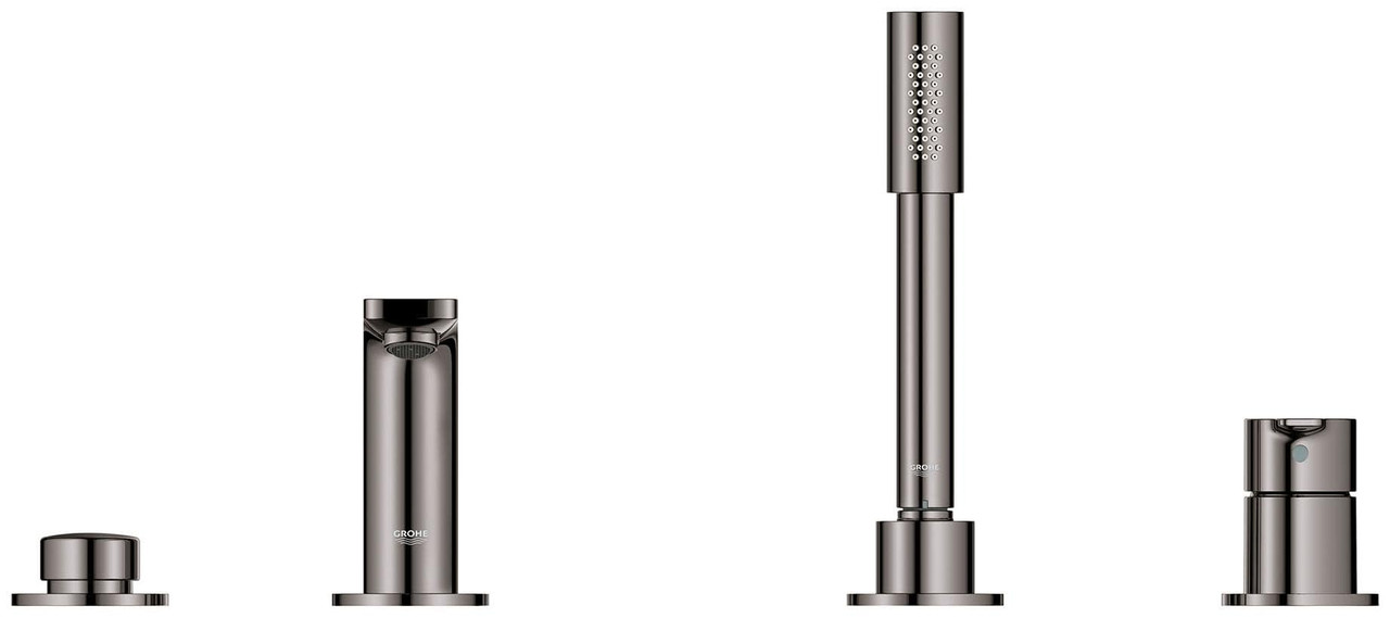 Grohe Lineare 19577EN1 4-Hole Single-Handle Deck Mount Roman Tub Faucet with 1.75 GPM Hand Shower in Grohe Brushed Nickel