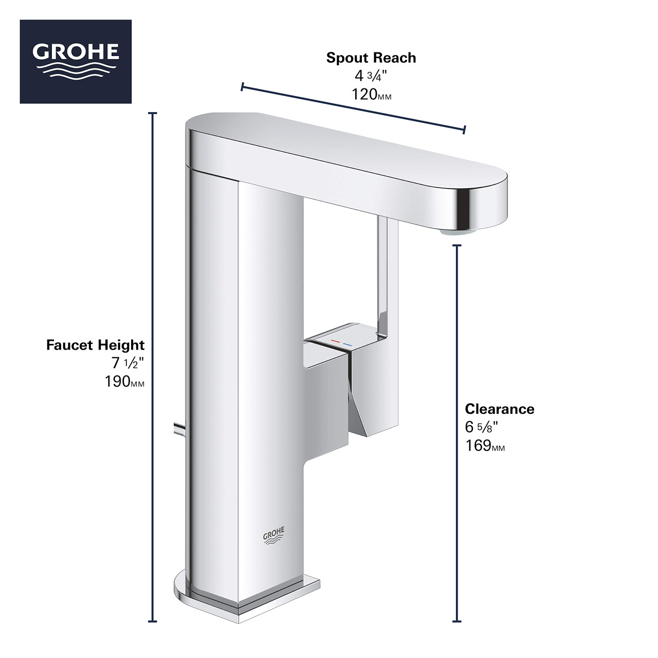 Grohe Plus 23956EN3 Single Hole Single-Handle M-Size Bathroom Faucet 1.2 GPM in Grohe Brushed Nickel