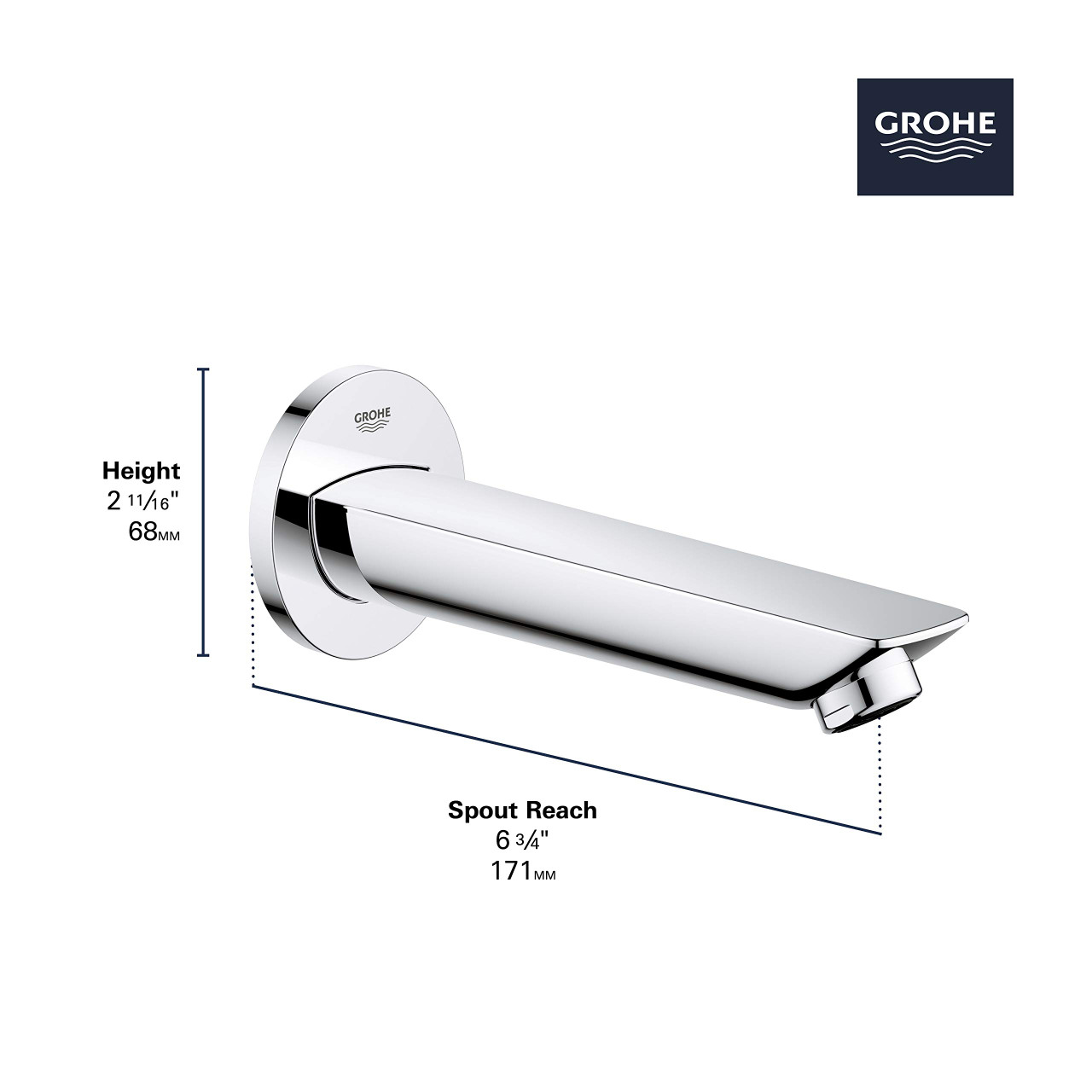 Grohe Bauloop 13286001 Tub Spout in Grohe Chrome