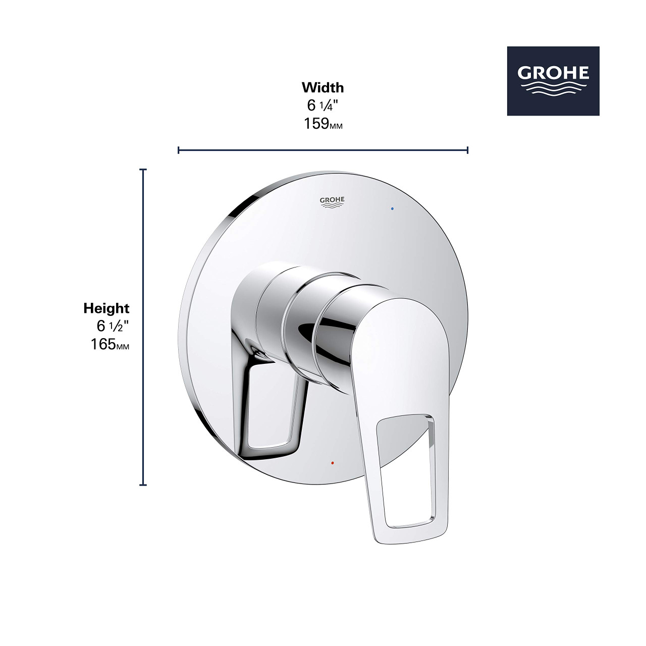 Grohe Bauloop 19595001 Pressure Balance Valve Trim with Cartridge in Grohe Chrome