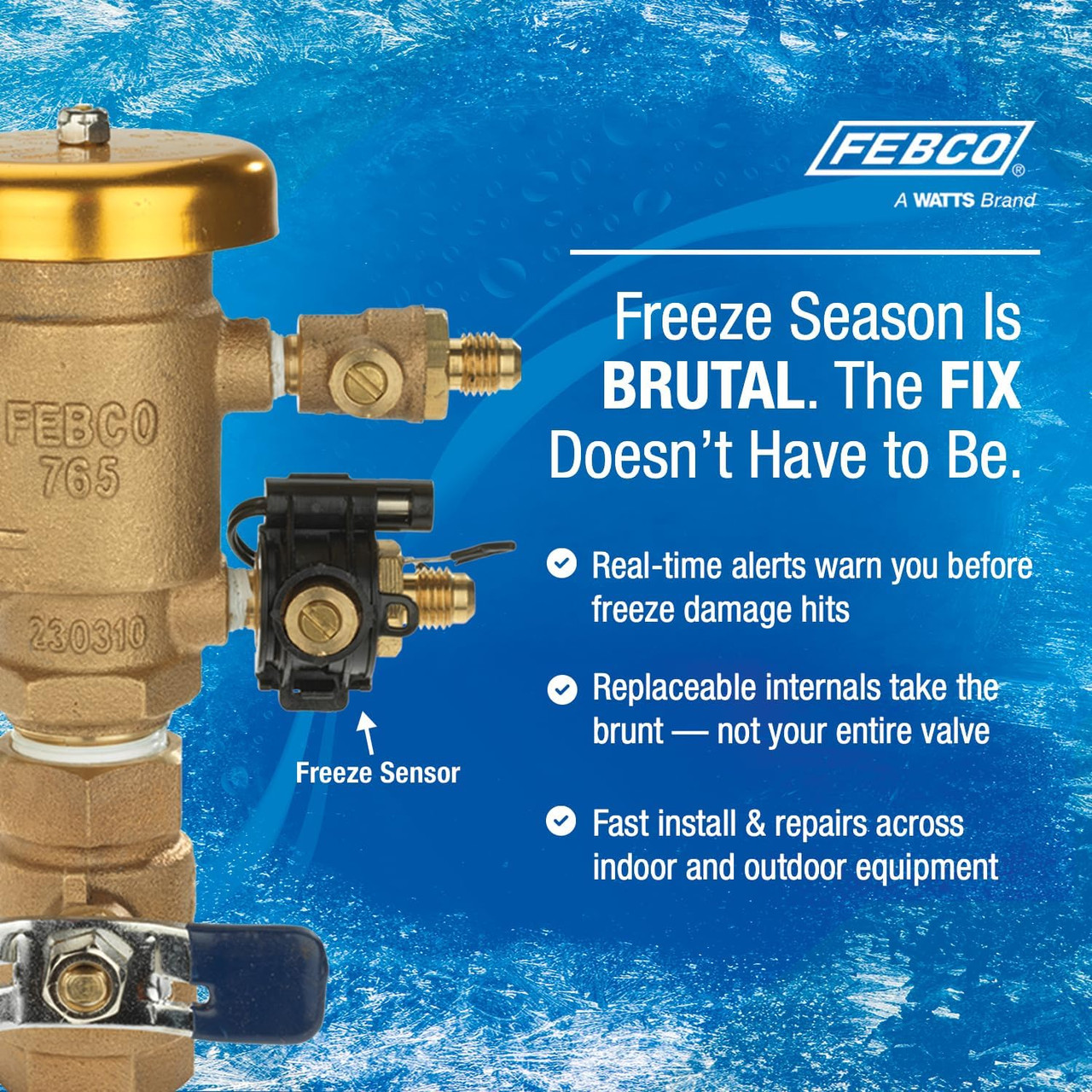 FEBCO T765FBV Pressure Vacuum Breaker 1-1/4 Inch Bronze Freeze Sensor