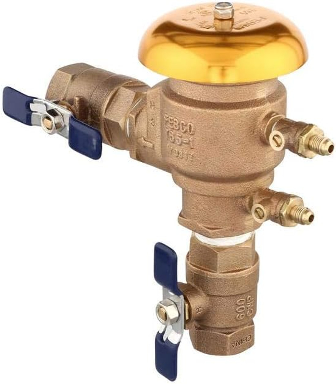 Febco 765 1 Inch Bronze Pressure Vacuum Breaker Backflow Preventer with Quarter Turn Shutoffs and Freeze Sensor - T765EBV