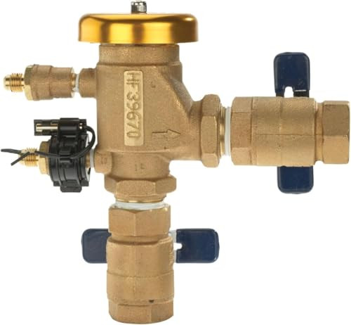 Febco 765 3/4 Inch Bronze Pressure Vacuum Breaker Backflow Preventer with Quarter Turn Shutoffs and Freeze Sensor - T765DBV