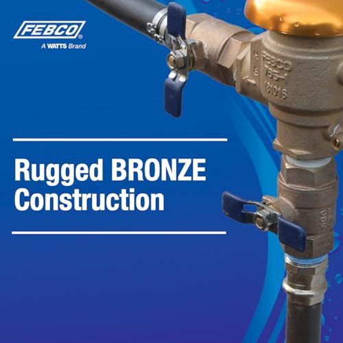Febco 765 3/4 Inch Bronze Pressure Vacuum Breaker Backflow Preventer with Quarter Turn Shutoffs and Freeze Sensor - T765DBV