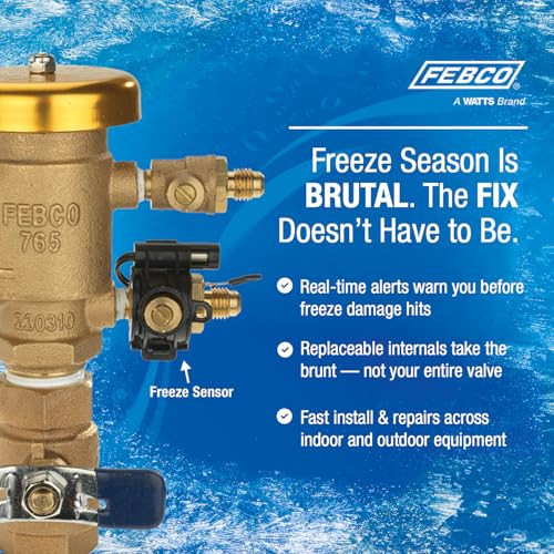 Febco 765 3/4 Inch Bronze Pressure Vacuum Breaker Backflow Preventer with Quarter Turn Shutoffs and Freeze Sensor - T765DBV