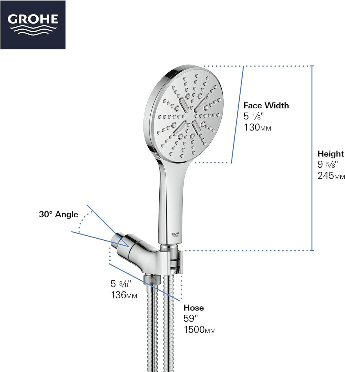 Grohe Rainshower 26605EN0 Hand Shower - 3 Sprays, 1.75 gpm in Grohe Brushed Nickel