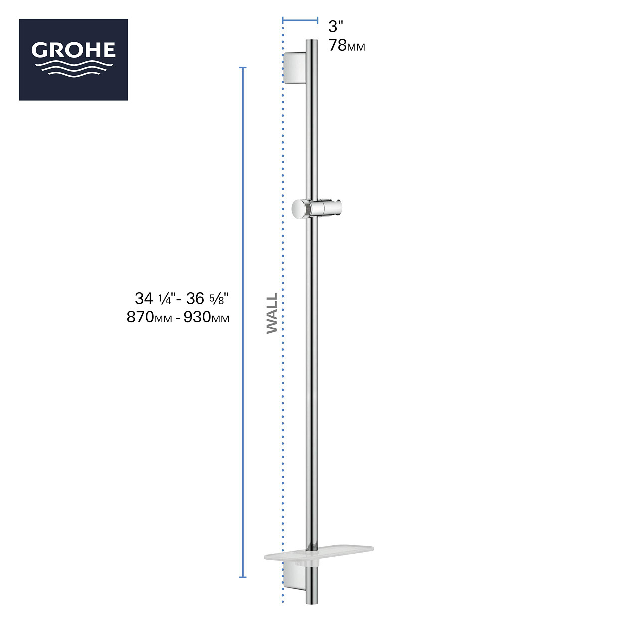 Grohe Rainshower 26603A00 36" Shower Slide Bar in Grohe Hard Graphite