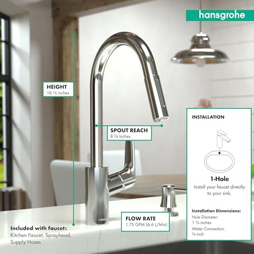 Hansgrohe 04505670 Focus High Arc Kitchen Faucet, 2-Spray Pull-Down, 1.75 GPM in Matte Black