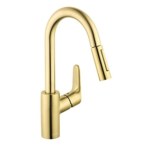 Hansgrohe 04506251 Focus Prep Kitchen Faucet, 2-Spray Pull-Down, 1.75 GPM in Brushed Gold Optic