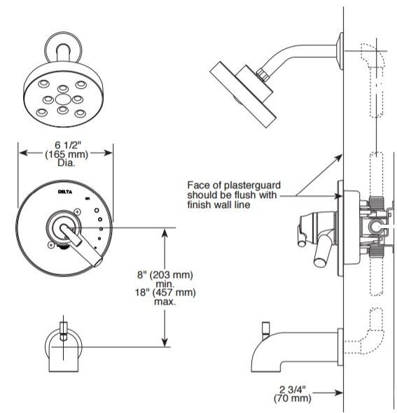Delta Trinsic Monitor 17 Series H2OKinetic Tub & Shower Trim