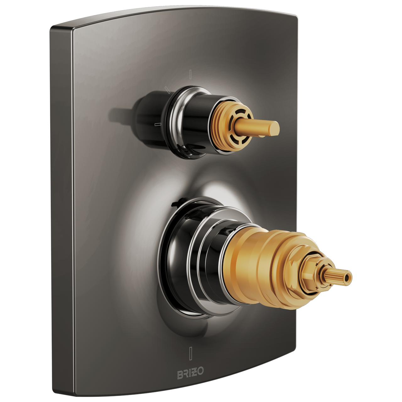 Brizo Kintsu TempAssure Thermostatic Valve with Integrated 3-Function Diverter Trim - Less Handles in Brilliance Black Onyx Finish - T75506-BNXLHP