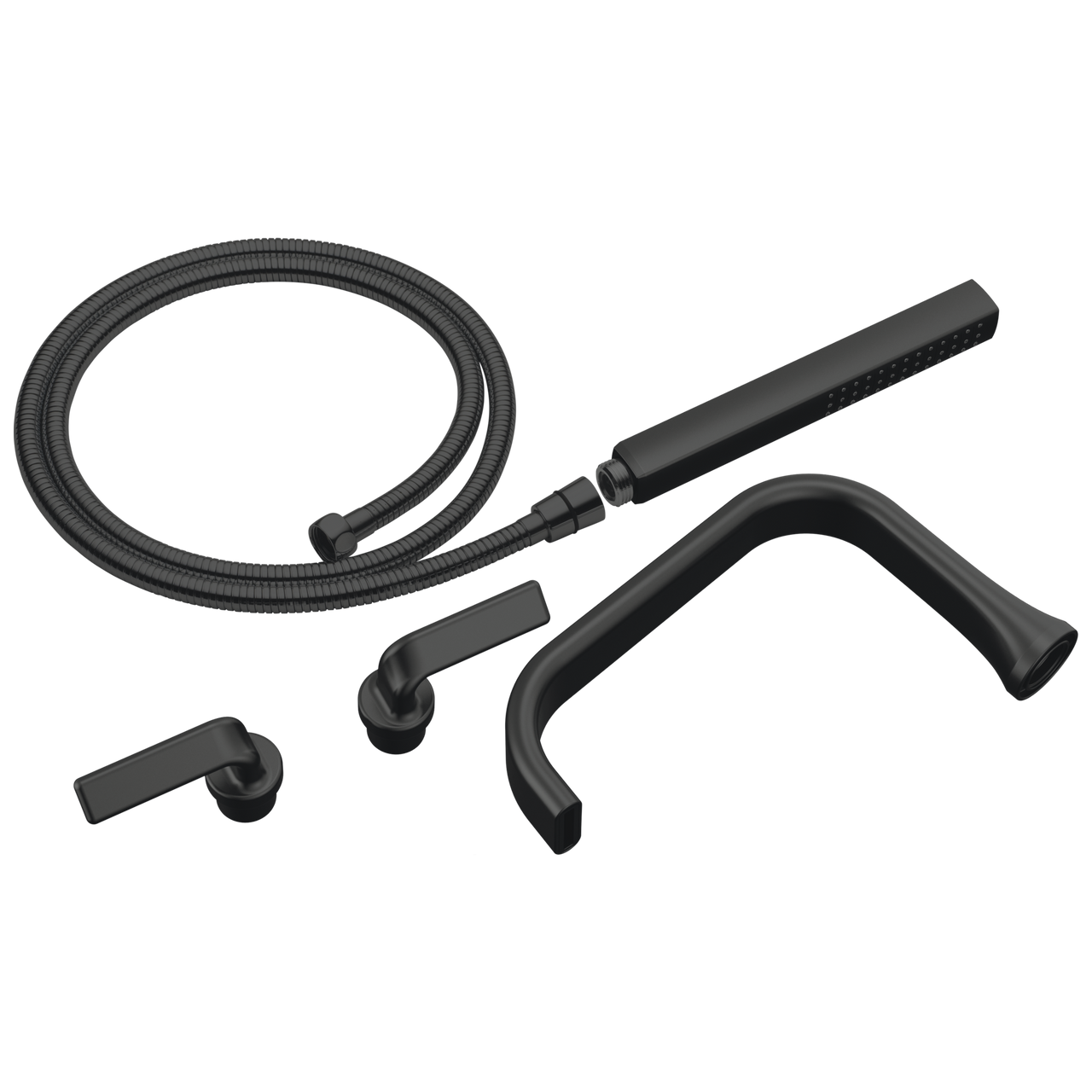 Brizo Allaria Two-Handle Tub Filler Trim Kit with Twist Lever Handles in Matte Black Finish - T70367-BL