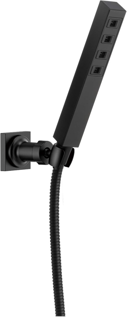 Delta Universal Showering H2OKinetic Single-Setting Adjustable Wall Mount Square Hand Shower in Matte Black Finish - 55567-BL