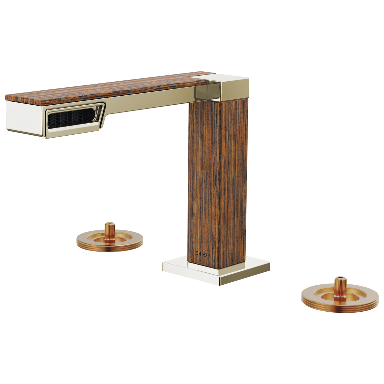 Brizo Frank Lloyd Wright Widespread Lavatory Faucet - Less Handles in Polished Nickel Wood Finish - 65322LF-PNTKLHP