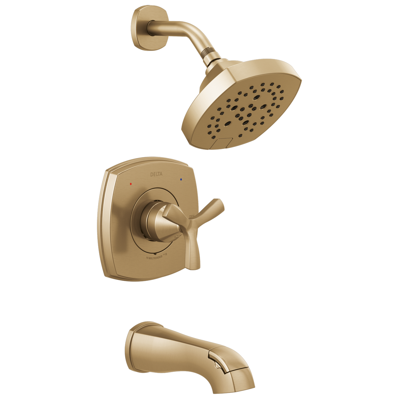 Delta Stryke 14 Series Tub & Shower with Cross Handle in Champagne Bronze Finish - T144766-CZ