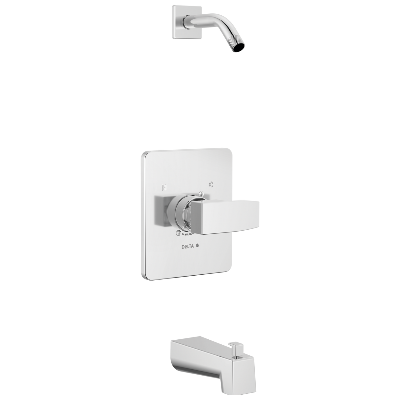 Delta Modern Monitor 14 Series Square Tub & Shower Trim - Less Head in Chrome Finish - T14467-LHD-PP
