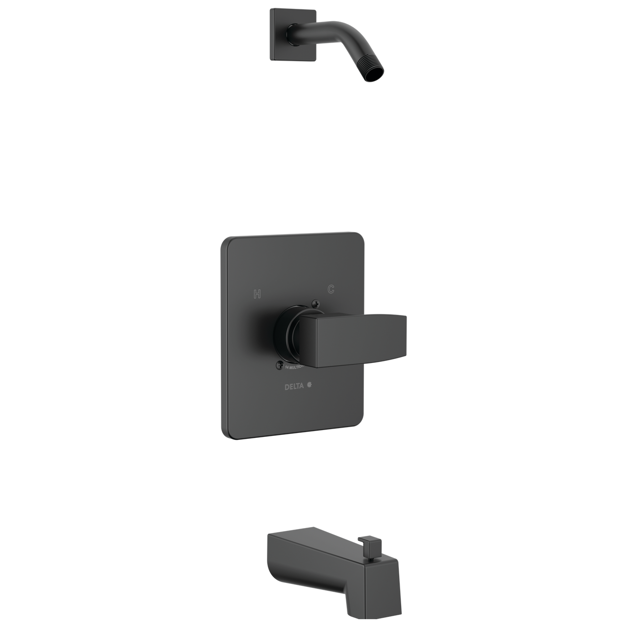 Delta Modern Monitor 14 Series Square Tub & Shower Trim - Less Head in Matte Black Finish - T14467-BLLHD-PP