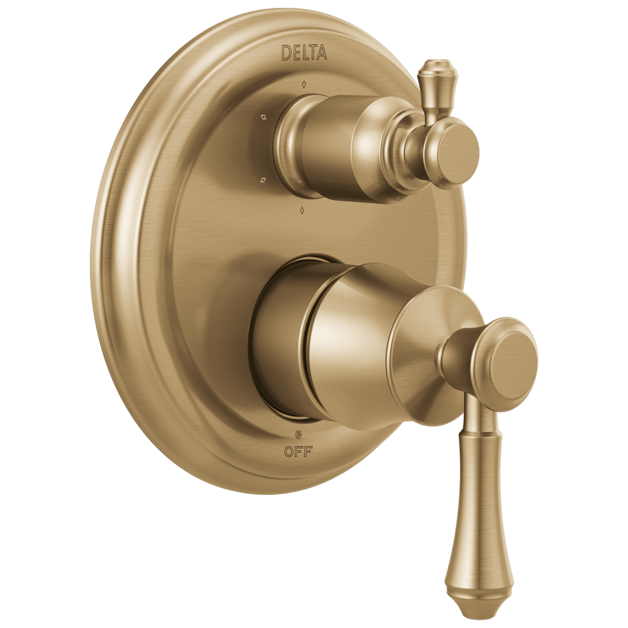 Delta Cassidy Traditional Two-Handle Monitor 14 Series Valve Trim with 6-Setting Integrated Diverter in Champagne Bronze Finish - T24997-CZ