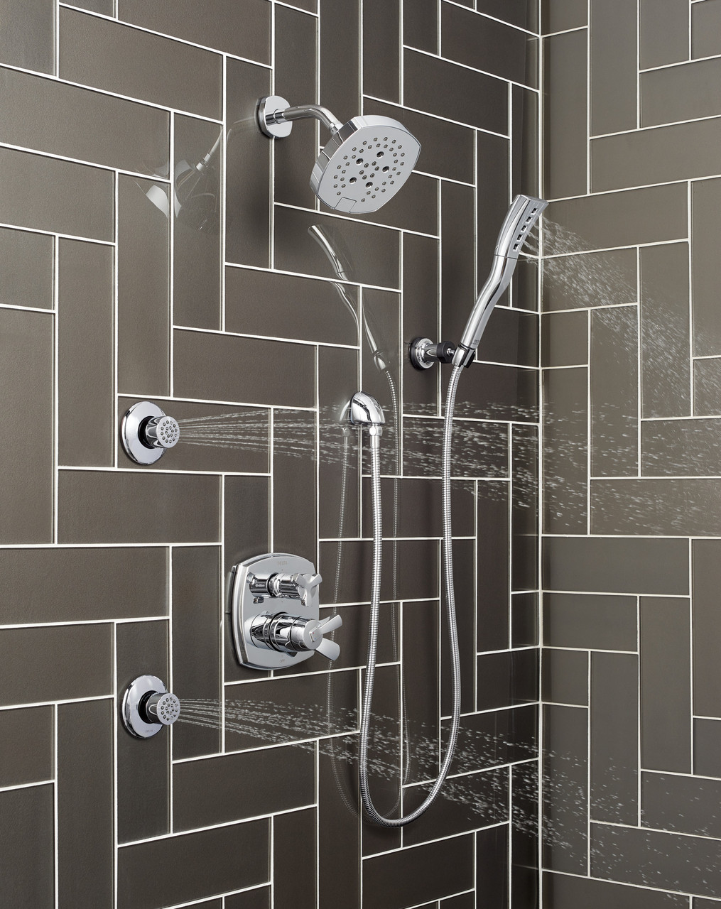 Delta Stryke 17 Series Integrated Diverter Trim with Six Function Diverter Less Diverter Handle